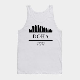 DOHA QATAR BLACK SILHOUETTE SKYLINE ART Tank Top